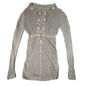 Victoria’s Secret Beaded Swim Cover Up XS Boho Crochet Knit Tunic Y2K Beach